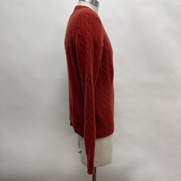 TJX Europe Men’s 100% Cashmere Sweater Small Medium Large Burnt Orange Cable - Picture 6 of 8